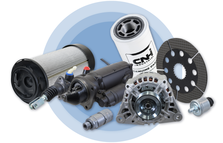 Er is een assortiment originele Ford/New Holland-tractoronderdelen te zien, waaronder filters, onderdelen voor de hefinrichting en remonderdelen, waarmee we de volledige breedte van ons aanbod aan originele onderdelen laten zien.